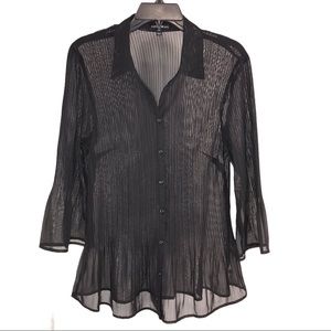 Vintage Black Semi-sheer Shimmer Shirt